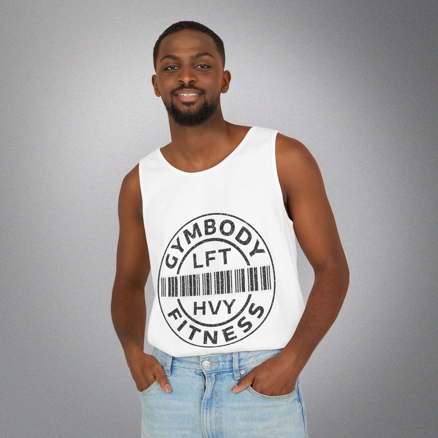 Men's Garment-Dyed Tank Top White