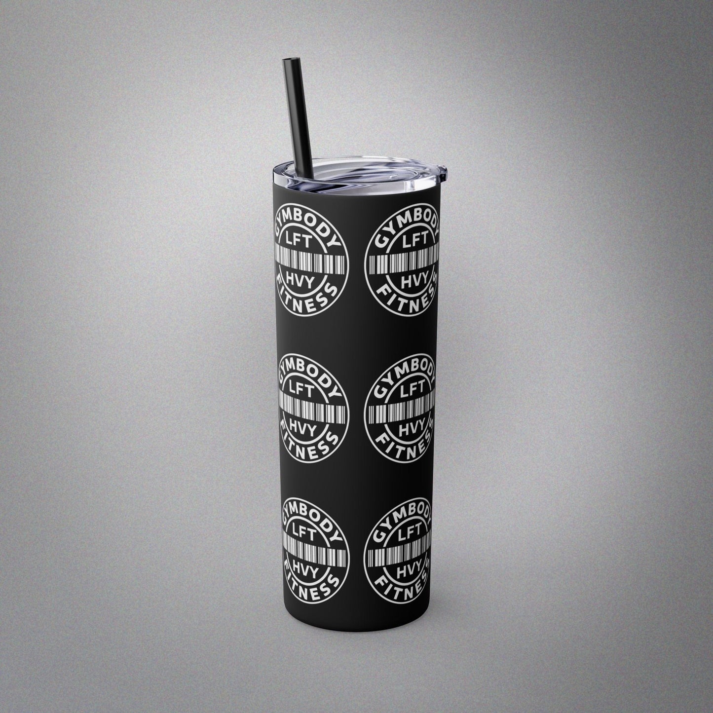 Skinny Tumbler with Straw, 20oz Black