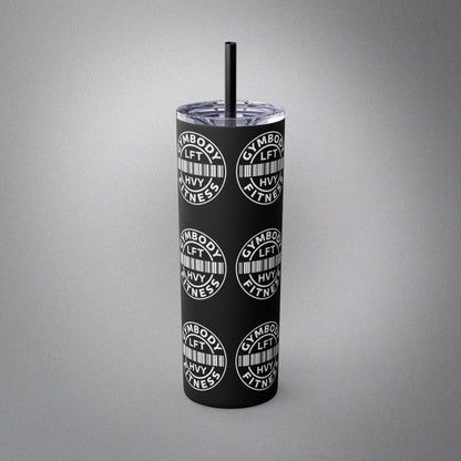 Skinny Tumbler with Straw, 20oz Black