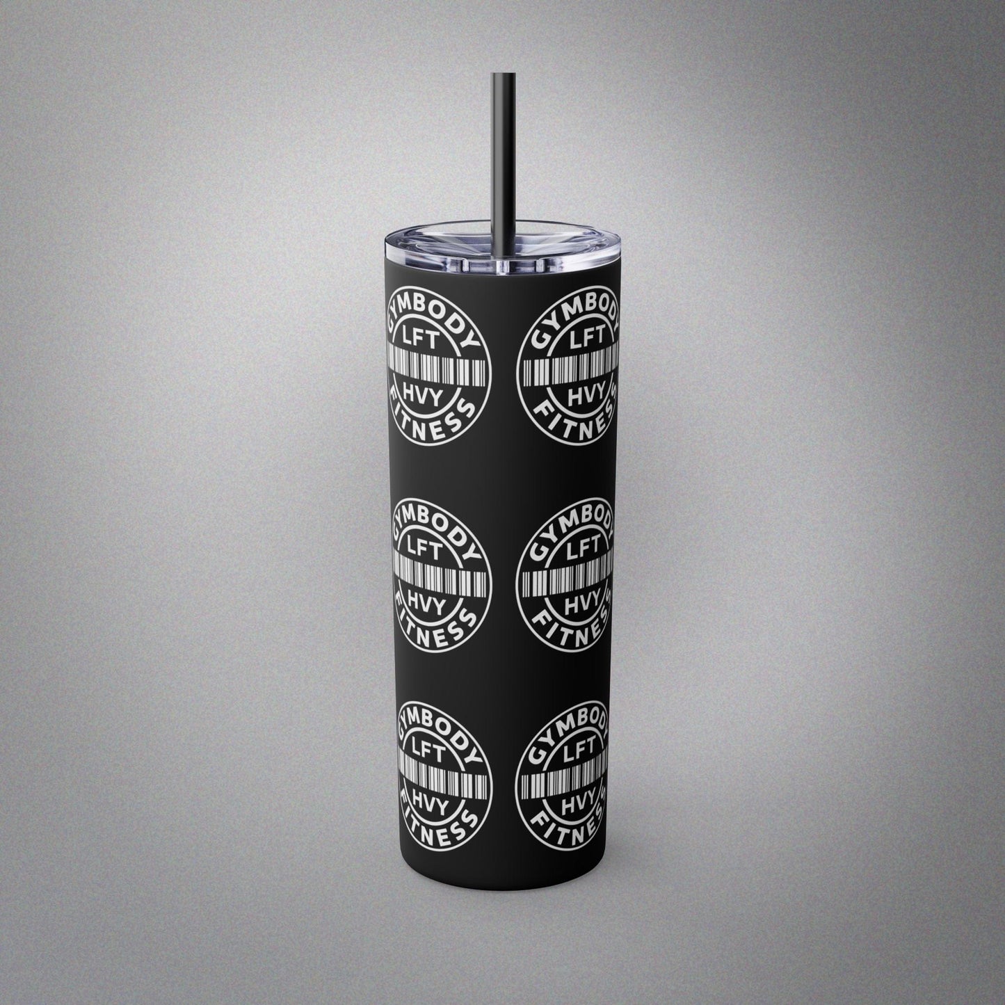 Skinny Tumbler with Straw, 20oz Black