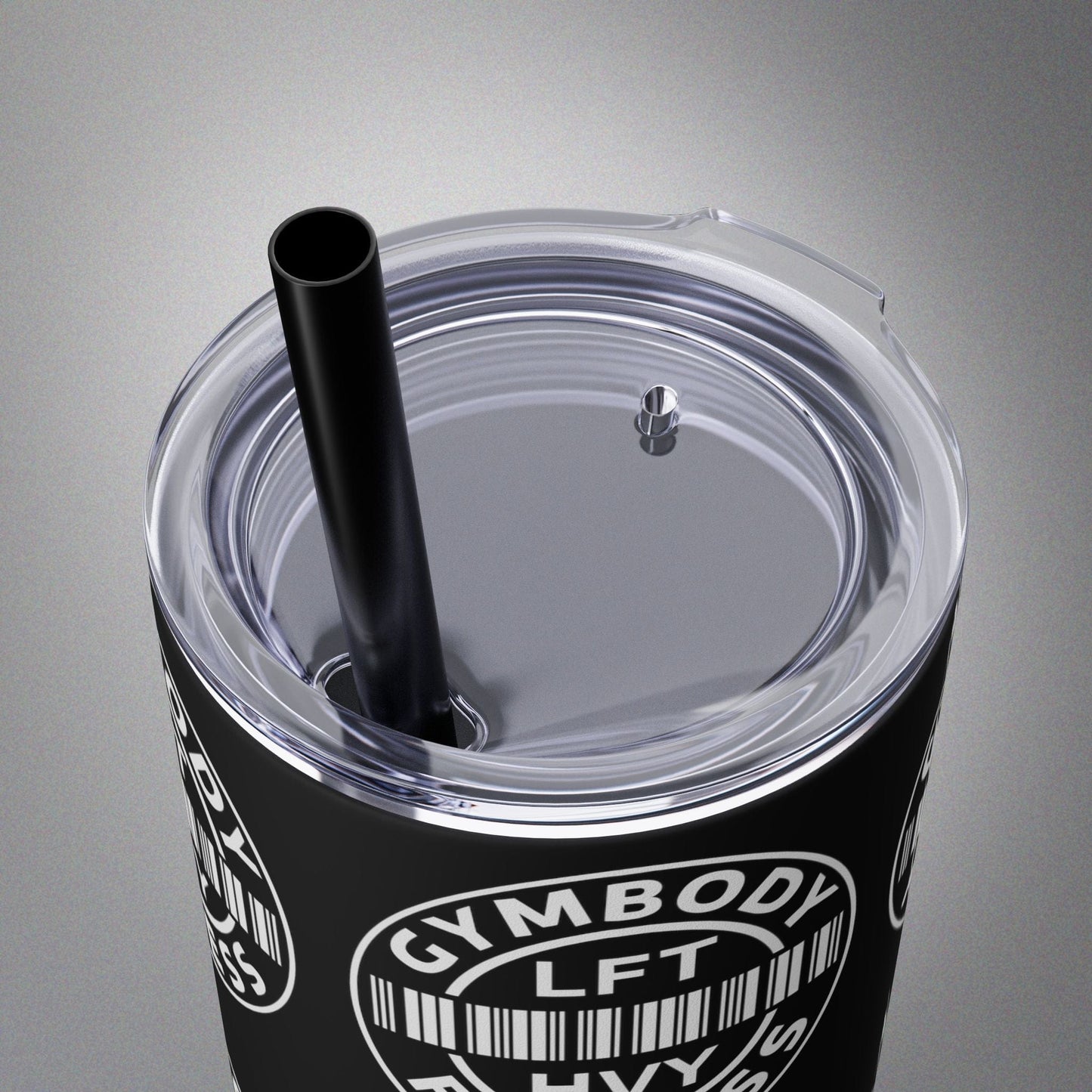 Skinny Tumbler with Straw, 20oz Black